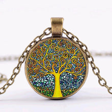 1 PC Retro Vintage Women Lady Girl Tree of Life Cabochon Bronze Glass Chain Pendant Necklace Newest Jewelry