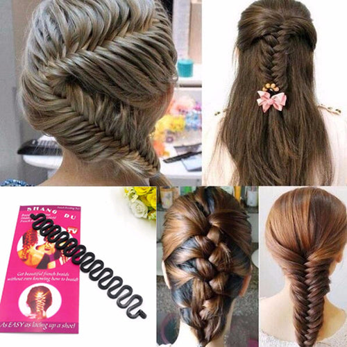 1 PC Women Lady French Hair Braiding Tool Braider Roller Hook With Magic Hair Twist Styling Bun Maker Hair Band Accessories