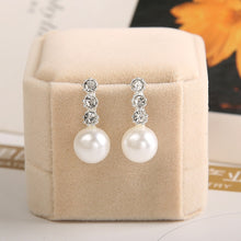1 Pair Cute Compact Pearl Stud Earrings Lady Girls Fashion Alloy Crystal Rhinestone Earrings Women's Jewelry Gift