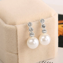 1 Pair Cute Compact Pearl Stud Earrings Lady Girls Fashion Alloy Crystal Rhinestone Earrings Women's Jewelry Gift