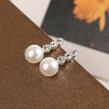 1 Pair Cute Compact Pearl Stud Earrings Lady Girls Fashion Alloy Crystal Rhinestone Earrings Women's Jewelry Gift