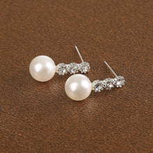 1 Pair Cute Compact Pearl Stud Earrings Lady Girls Fashion Alloy Crystal Rhinestone Earrings Women's Jewelry Gift