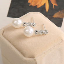 1 Pair Cute Compact Pearl Stud Earrings Lady Girls Fashion Alloy Crystal Rhinestone Earrings Women's Jewelry Gift