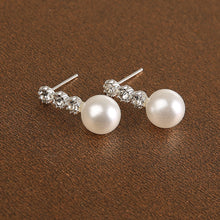1 Pair Cute Compact Pearl Stud Earrings Lady Girls Fashion Alloy Crystal Rhinestone Earrings Women's Jewelry Gift