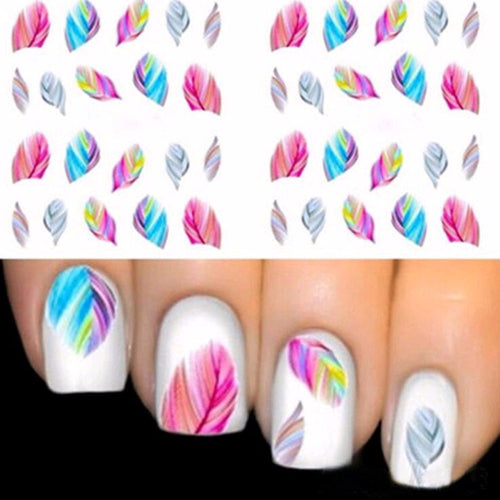 1 pc, Fashionable Nail Decorations Art Tips Feather Water Transfers Nail Sticker for Ladies Feather Decals nail art tools