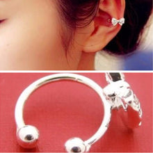 1 pc Punk Rhinestone Bow Knot Ear Clips Cuff Wrap Earring Brincos No Piercing Cartilage Clip On Earrings For Women Girls