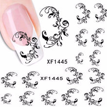 1 sheets beauty black pattern design nail art stickers manicure nails water transfer decals foil decorations tool
