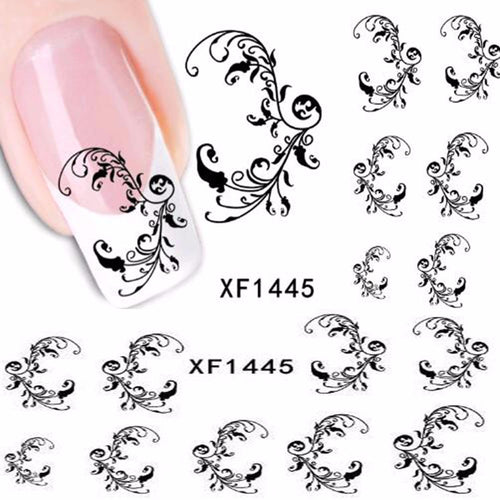 1 sheets beauty black pattern design nail art stickers manicure nails water transfer decals foil decorations tool