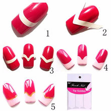 10 Packs DIY French Manicure Nail Art Decorations Round Form Fringe Guides Nail Sticker Stencil