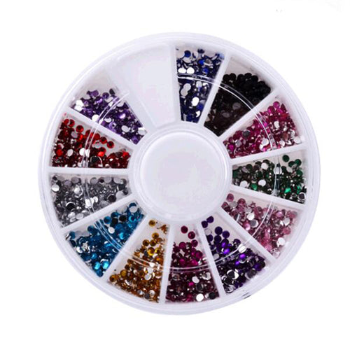 1000PCS/ set 1.5 mm range of different colors glitter nail polish wheel rhinestone jewelry NA7