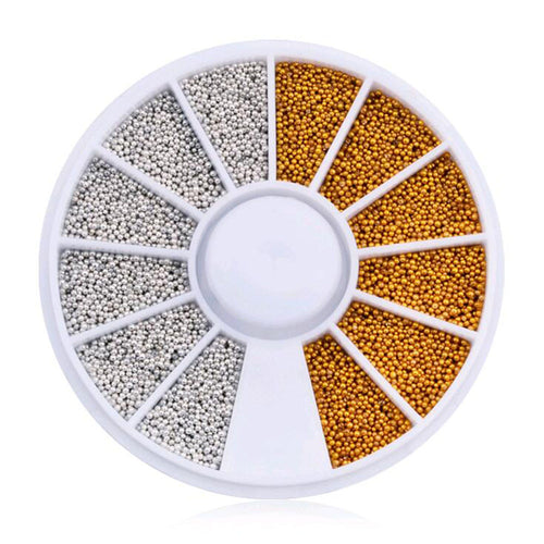 1000Pcs Gold/Silver Ball Stud Nail Art 3D Design Decoration 6*6cm Wheel Nails Rhinestones