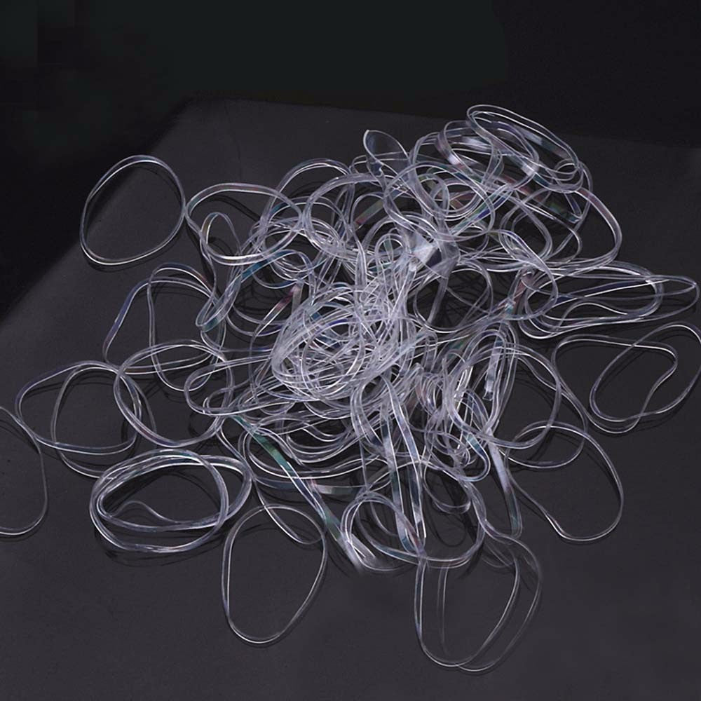 100pcs/pack Trendy Transparent Rubber Band Women Girls Elastic Hair Band Tie Rope Fashion Hair Accessories