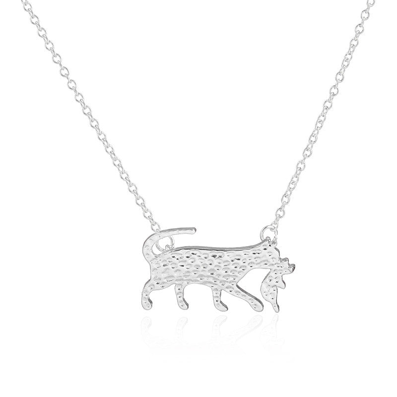 10pc 18K Gold Plated Cat Holding Her Baby Necklace Cat Mother's Love Necklace Bridesmaid Gift N179