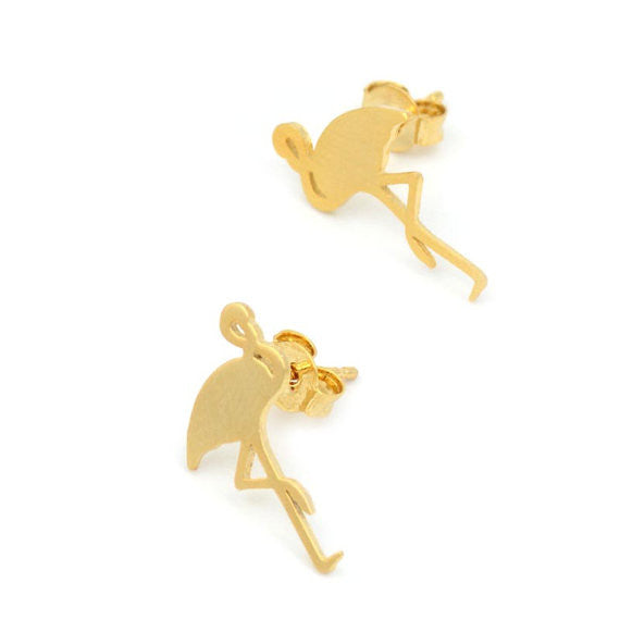 10pc 2016 New Fashion Stud Earrings Cute Animal Flamingo Brass Stud Earrings for Women Gift E091