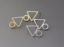 10pc Gold Silver and Rose Gold Triangle & Circle Stud Earring Force Geometry Earrings for women E084