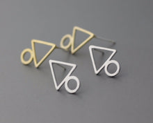 10pc Gold Silver and Rose Gold Triangle & Circle Stud Earring Force Geometry Earrings for women E084