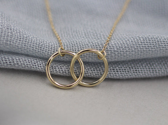 10pc Gold and Silver Infinity Double round Necklace for women Interlocking Circles Pendant Necklace N184