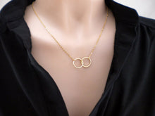 10pc Gold and Silver Infinity Double round Necklace for women Interlocking Circles Pendant Necklace N184
