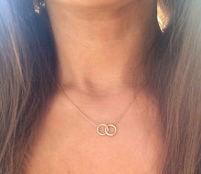 10pc Gold and Silver Infinity Double round Necklace for women Interlocking Circles Pendant Necklace N184