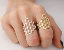 10pc New Fashion Gold Silver and Pink Adjustable Geometry Square rings for Women R155