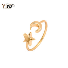 10pc New Fashon Gold Silver and Rose Gold Plated Adjustable Crescent Moon and Tiny Star Rings for Women R161