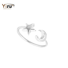 10pc New Fashon Gold Silver and Rose Gold Plated Adjustable Crescent Moon and Tiny Star Rings for Women R161