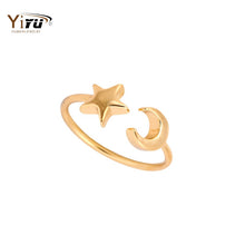 10pc New Fashon Gold Silver and Rose Gold Plated Adjustable Crescent Moon and Tiny Star Rings for Women R161