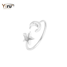 10pc New Fashon Gold Silver and Rose Gold Plated Adjustable Crescent Moon and Tiny Star Rings for Women R161