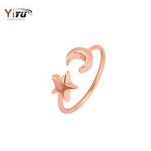10pc New Fashon Gold Silver and Rose Gold Plated Adjustable Crescent Moon and Tiny Star Rings for Women R161