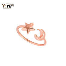 10pc New Fashon Gold Silver and Rose Gold Plated Adjustable Crescent Moon and Tiny Star Rings for Women R161