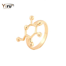 10pc new fashion Gold and Silver Plated Glucose Sugar Molecule Ring Chemistry Jewelry Science Jewelry R159