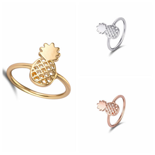 10pcs 2016 New Fashion Cute Pineapple Rings Simple Funny Outline Fruit Rings Lovely Ananas Rings for Women Party Gift R142