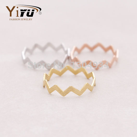 10pcs Elegant Jewelry SILVER FILLED ZIG ZAG BAND THUMB Ring Women Midi Finger Simple Knuckle Rings R032