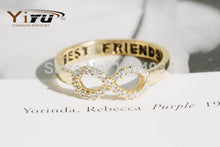10pcs Fashion Gold Plated Infinity Best Friend Friendship Rings Crystal Female Graduation Ring Midi Wholesale Love Rings R023