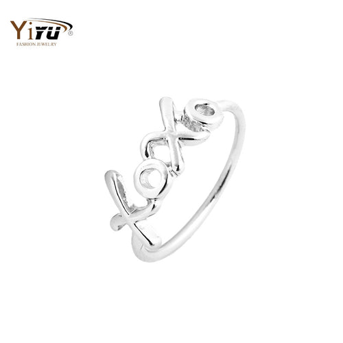 10pcs Fashion Letter XOXO Kisses and Hugs Ring For Women Popular Simple Cute Knuckle Wholesale Ring R045
