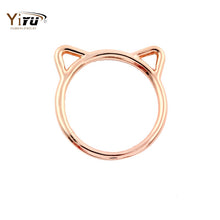 10pcs Fashion Wholesale Gold Cute Cat Ear Shape Ring Jewelry Hollow Animal Rings Simple Rings for Women Gifts R090