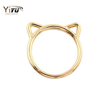 10pcs Fashion Wholesale Gold Cute Cat Ear Shape Ring Jewelry Hollow Animal Rings Simple Rings for Women Gifts R090