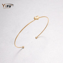 10pcs New Arrival Original Design Personality Simple Textured Mini Size Love Heart Thin Wire Bangle Women Cuff Bracelet G046