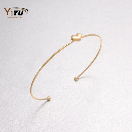 10pcs New Arrival Original Design Personality Simple Textured Mini Size Love Heart Thin Wire Bangle Women Cuff Bracelet G046