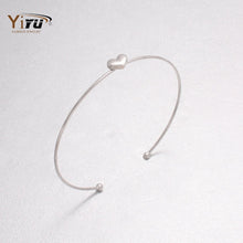 10pcs New Arrival Original Design Personality Simple Textured Mini Size Love Heart Thin Wire Bangle Women Cuff Bracelet G046