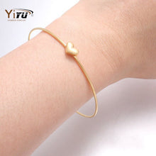10pcs New Arrival Original Design Personality Simple Textured Mini Size Love Heart Thin Wire Bangle Women Cuff Bracelet G046