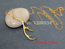 10pcs/lot 2015 Deer Antler Necklace Pendant Tiny Simple Fashion Gold Silver Cute Animal Female Long Necklace Wholesale N055
