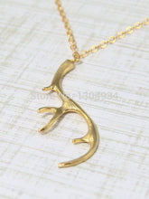 10pcs/lot 2015 Deer Antler Necklace Pendant Tiny Simple Fashion Gold Silver Cute Animal Female Long Necklace Wholesale N055