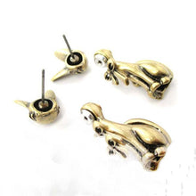 10pcs/lot 2015 Fashion Antique Bronze and Silver 3D Kitty Cat Two Part Front and Back Animal Earrings for Women S-083