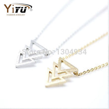 10pcs/lot 2015 New Gold Silver Triple Triangle Necklace Fashion Popular Tiny Simple Pendant Long Chain Necklace Wholesale N077