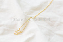 10pcs/lot 2015 New Gold Silver Triple Triangle Necklace Fashion Popular Tiny Simple Pendant Long Chain Necklace Wholesale N077