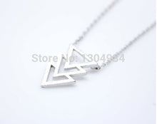 10pcs/lot 2015 New Gold Silver Triple Triangle Necklace Fashion Popular Tiny Simple Pendant Long Chain Necklace Wholesale N077