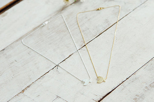 10pcs/lot 2015 New Gold and Silver Plated Cute Fish Elegant Simple Dainty Female Pendant Necklace for Women N170