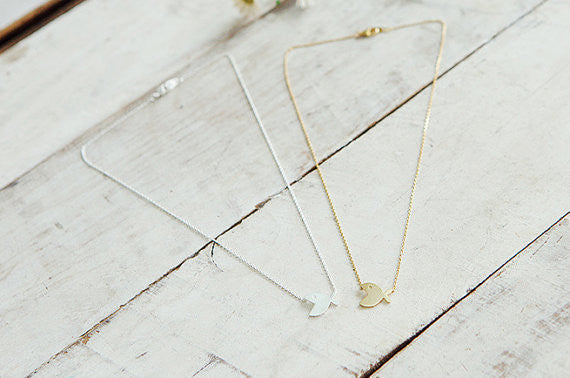 10pcs/lot 2015 New Gold and Silver Plated Cute Fish Elegant Simple Dainty Female Pendant Necklace for Women N170