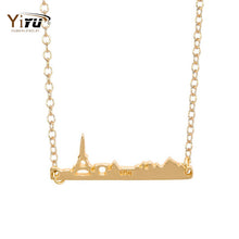 10pcs/lot 2015 New Paris Landscape Necklace Long Simple Elegant Necklace in Gold and Silver Wholesale N024